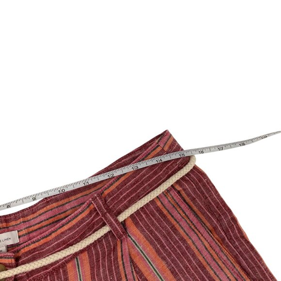 J. Jill Womens Striped Linen Shorts Size Rope Tie Belt coastal resort wear - Picture 9 of 9